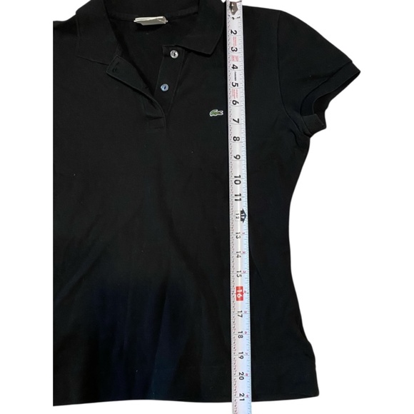 Lacoste black collared button up short sleeve slim fit polo. Sz 38 - Picture 6 of 11